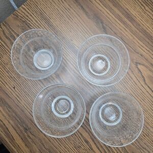 Clear Glass Bubble Bowls Set of‎ 4 Heavy Dessert Bowls Footed Pedestal